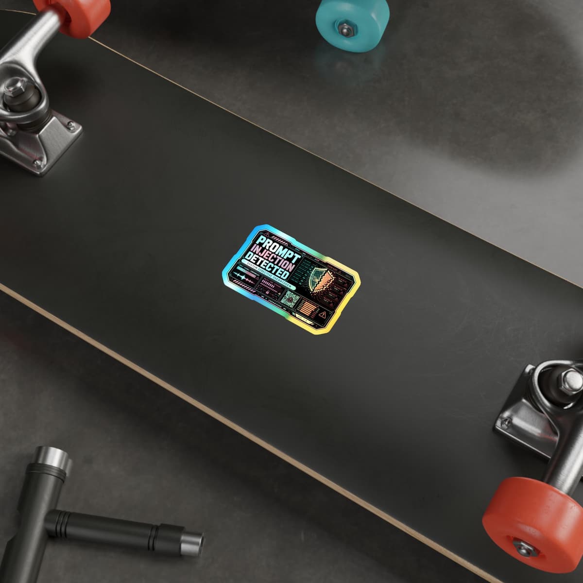 Prompt Injection Detected Holographic Sticker | Cyberpunk AI Warning Decal