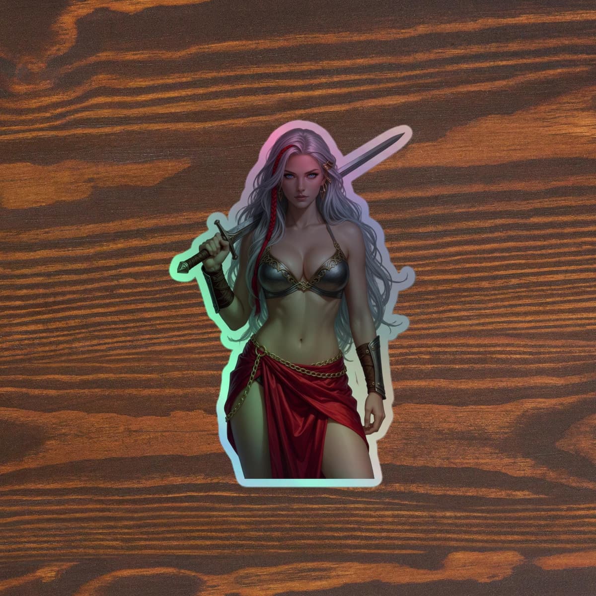 Elara Sword Waifu Sticker Holographic