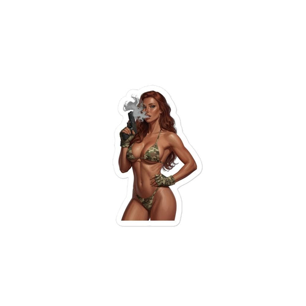 Mamba Smoking Pistol Camo Bikini Pin Up Kiss Cut Sticker