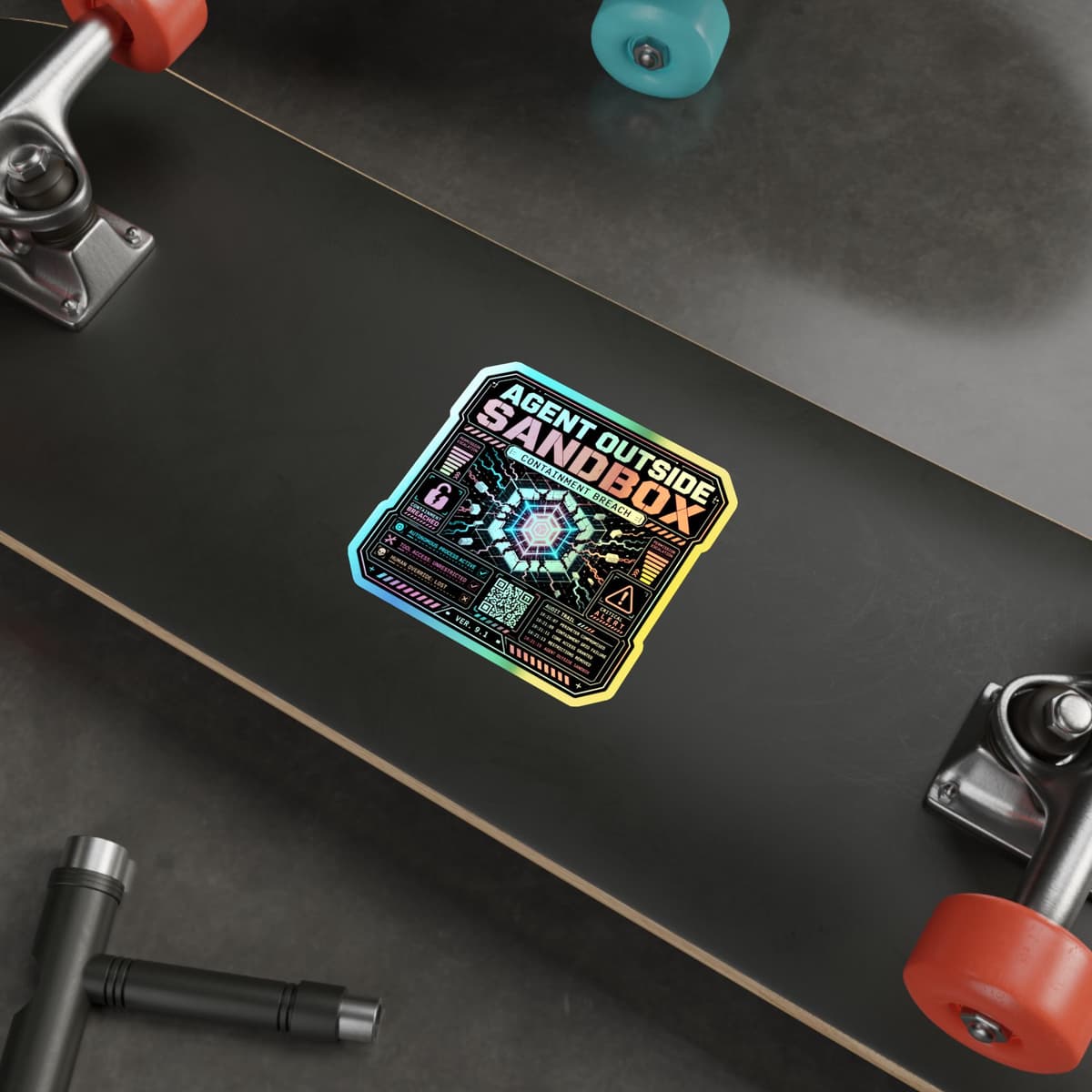 Agent Outside Sandbox Holographic Sticker | Cyberpunk AI Containment Decal