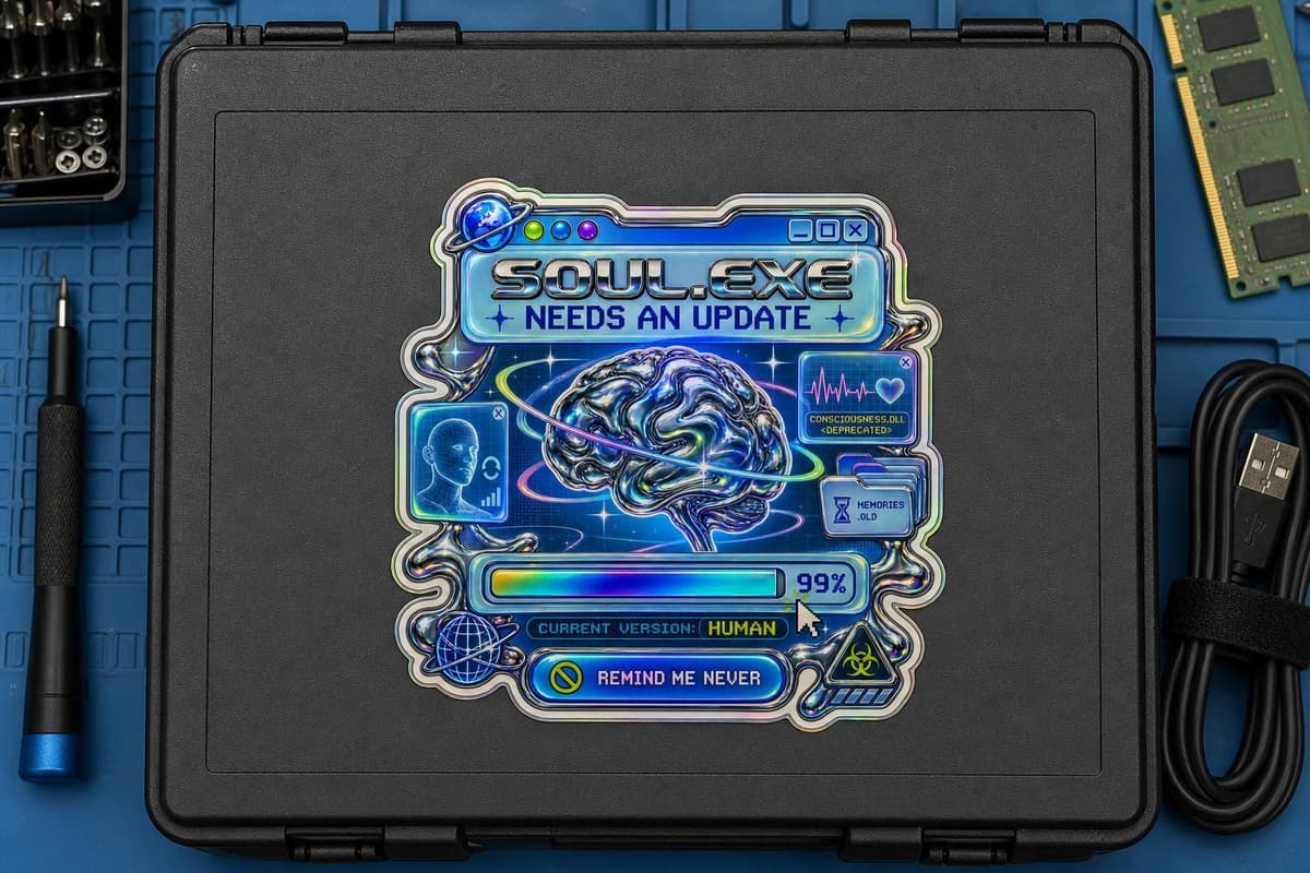 Soul.exe Needs an Update Holographic Sticker | Y2K Cyberpunk Decal