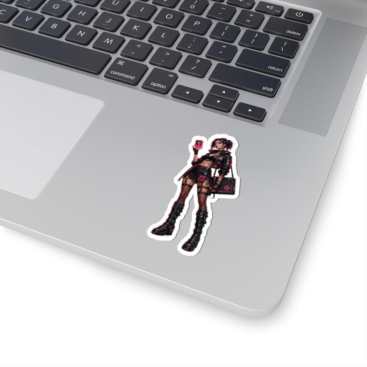 Cyberpunk Data Thief Sticker | Hot Pink Y2K Anime Vinyl Decal