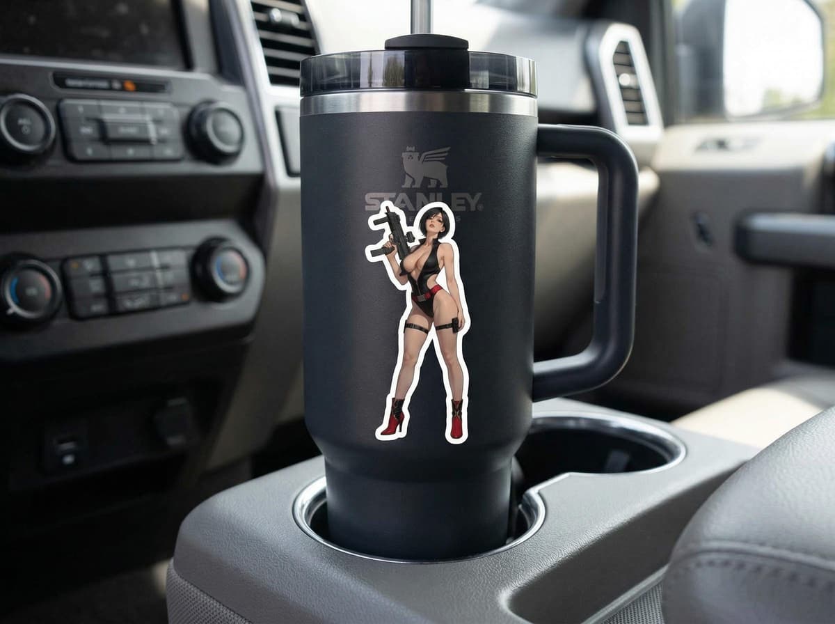 Crimson MP7 Spy Girl Sticker | Tactical Anime Waifu Vinyl Decal (Kiss Cut)