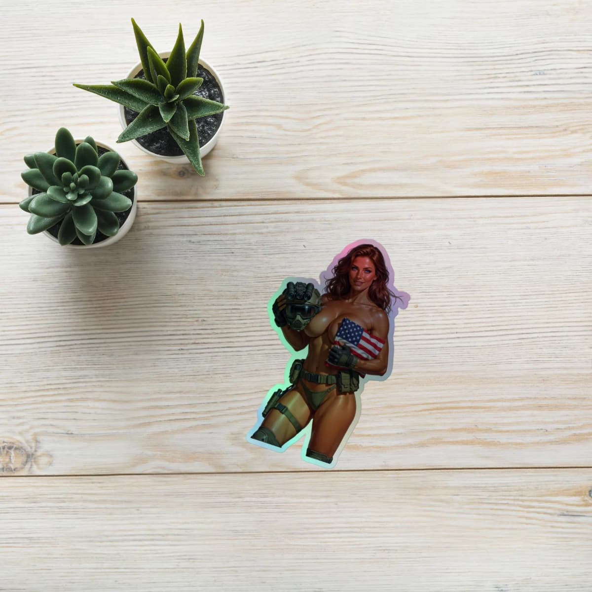 Tactical Girl Flag Holographic stickers