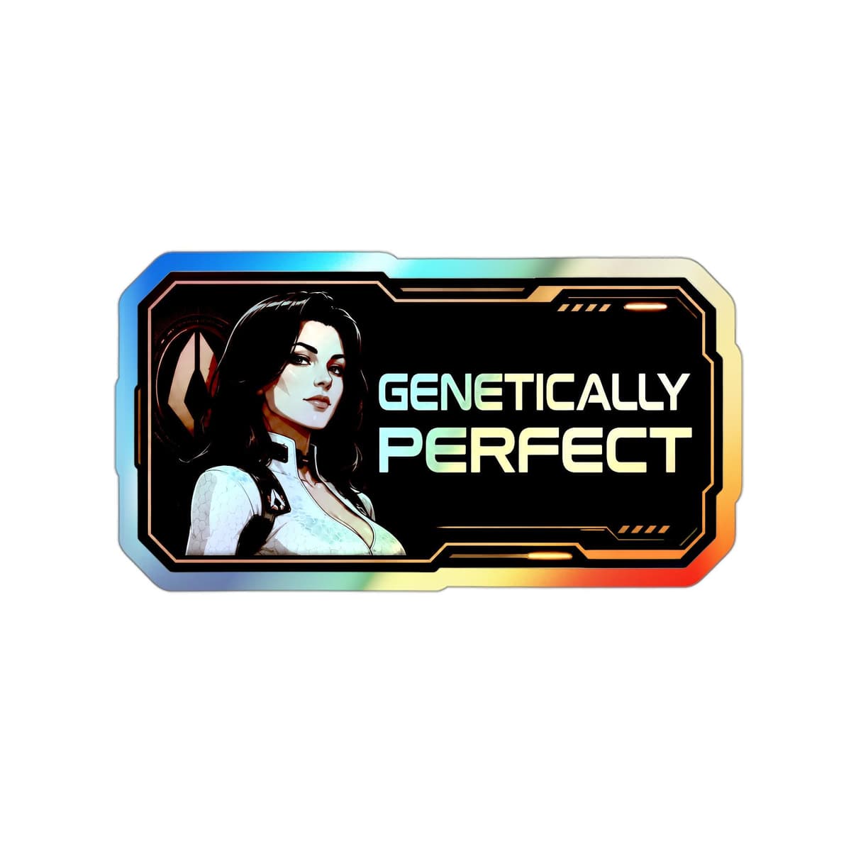 Genetically Perfect Holographic Sticker | Miranda Cerberus Sci-Fi Vinyl Decal
