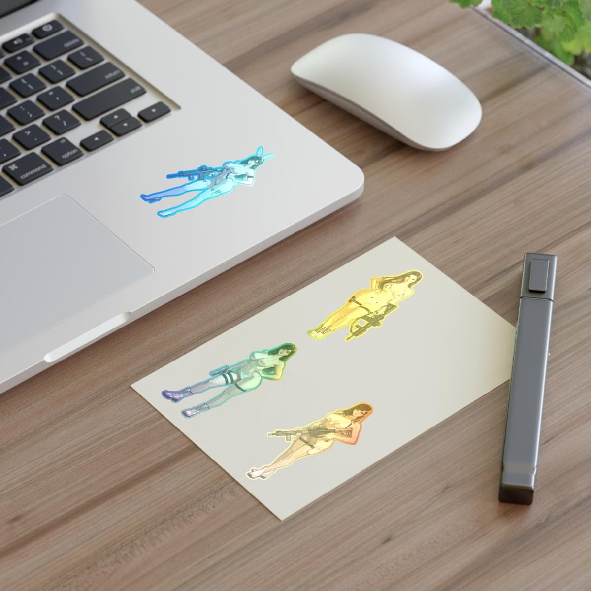 Bunny Pilot Holographic Sticker Sheet | Mech Gamer Girl Vinyl Decal Pack