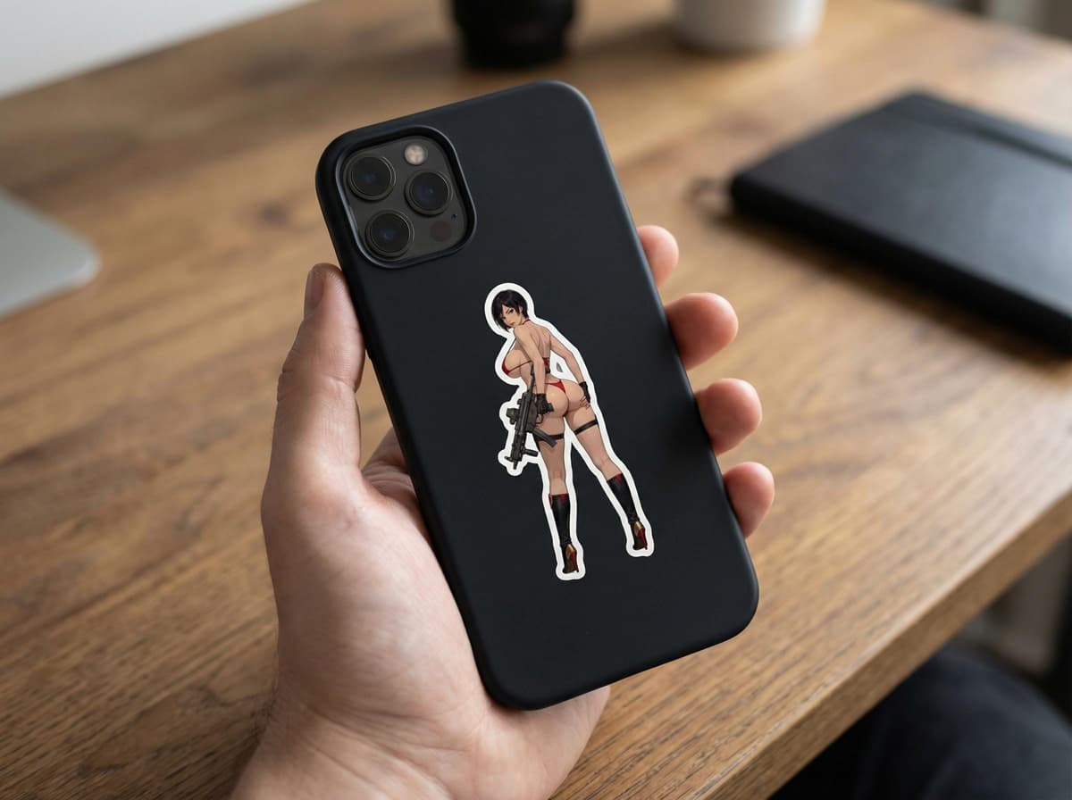 Crimson Spy Girl MP5 Sticker | Tactical Anime Waifu Vinyl Decal (Kiss Cut)