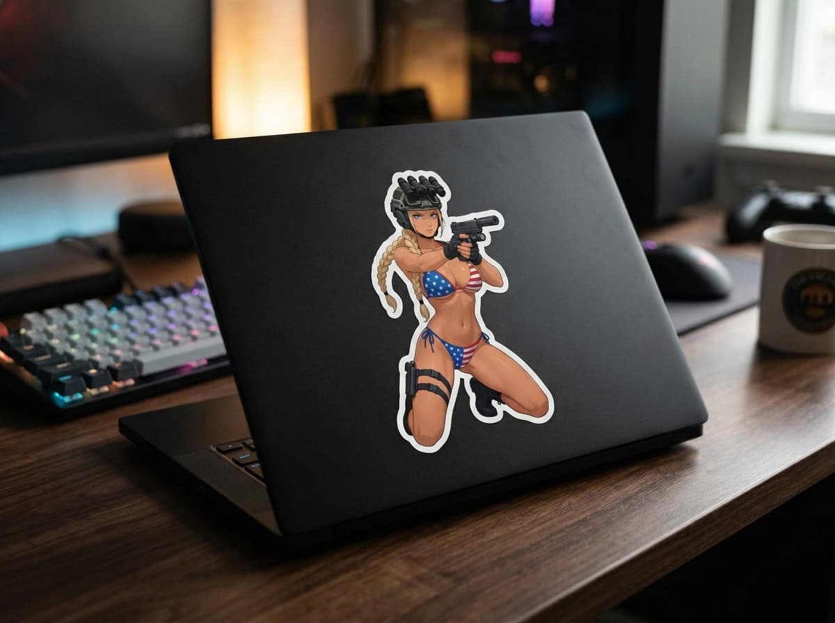 Valkyrie Patriot Pistol Waifu Sticker | Tactical Girl Vinyl Decal