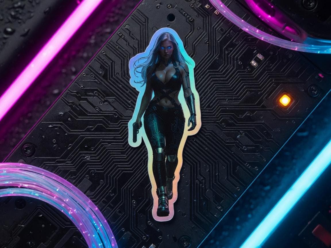 Cyber Operative Holographic Sticker | Sci-Fi Agent Iridescent Vinyl Decal