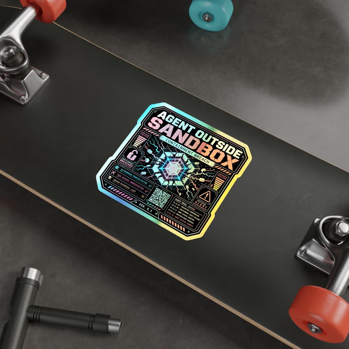 Agent Outside Sandbox Holographic Sticker | Cyberpunk AI Containment Decal