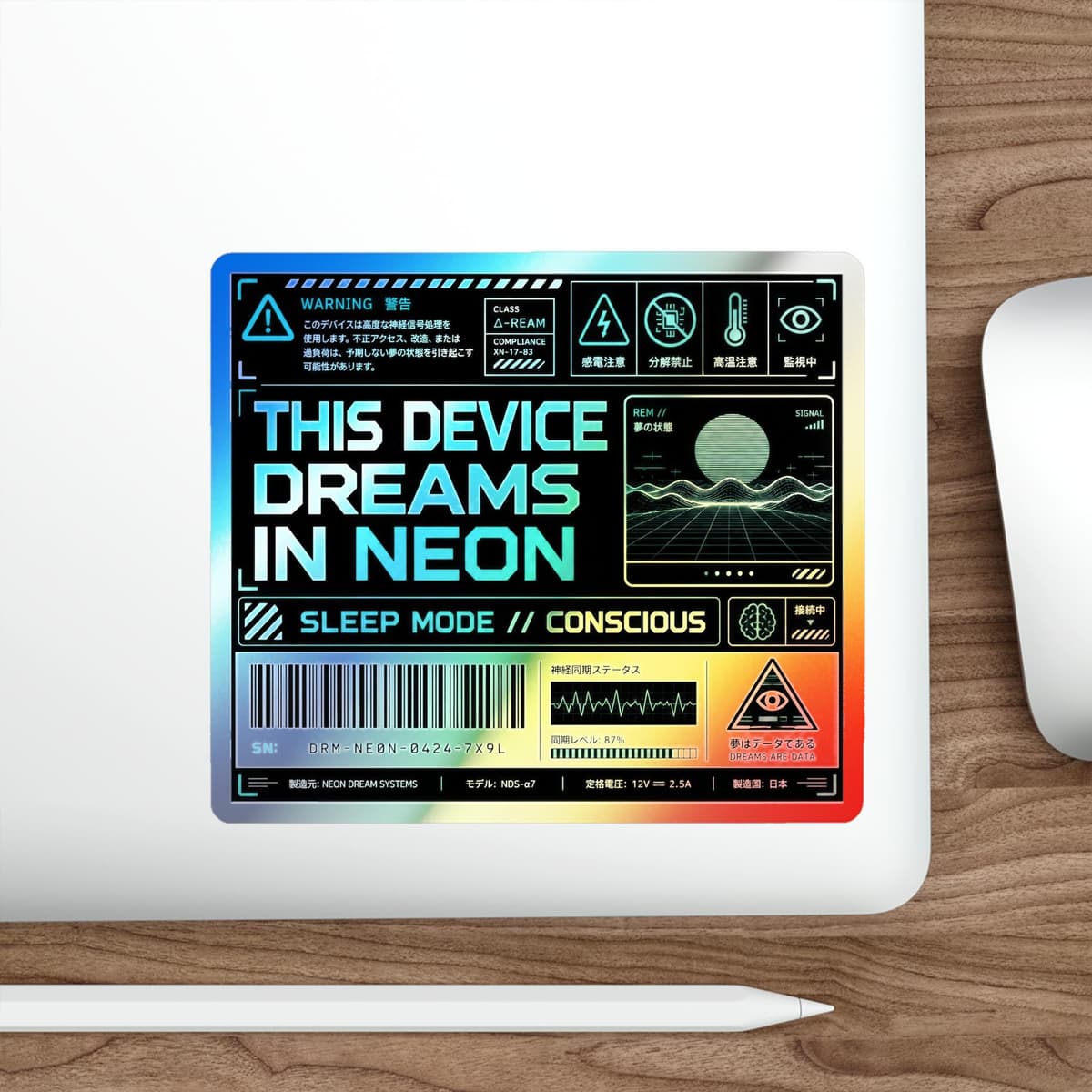 Neon Dreams Synthwave Holographic Sticker