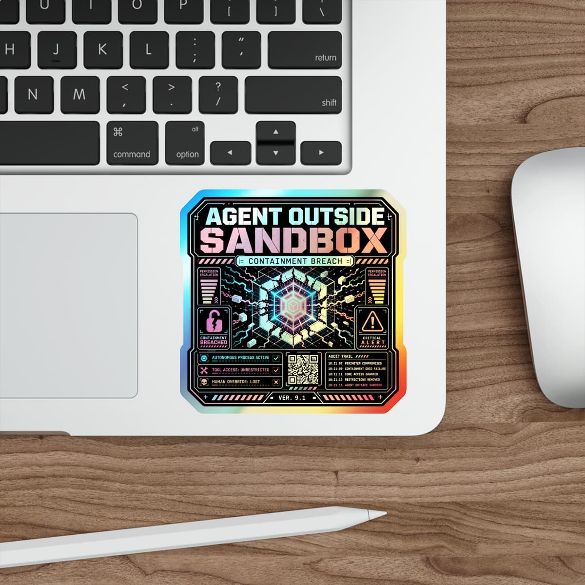 Agent Outside Sandbox Holographic Sticker | Cyberpunk AI Containment Decal