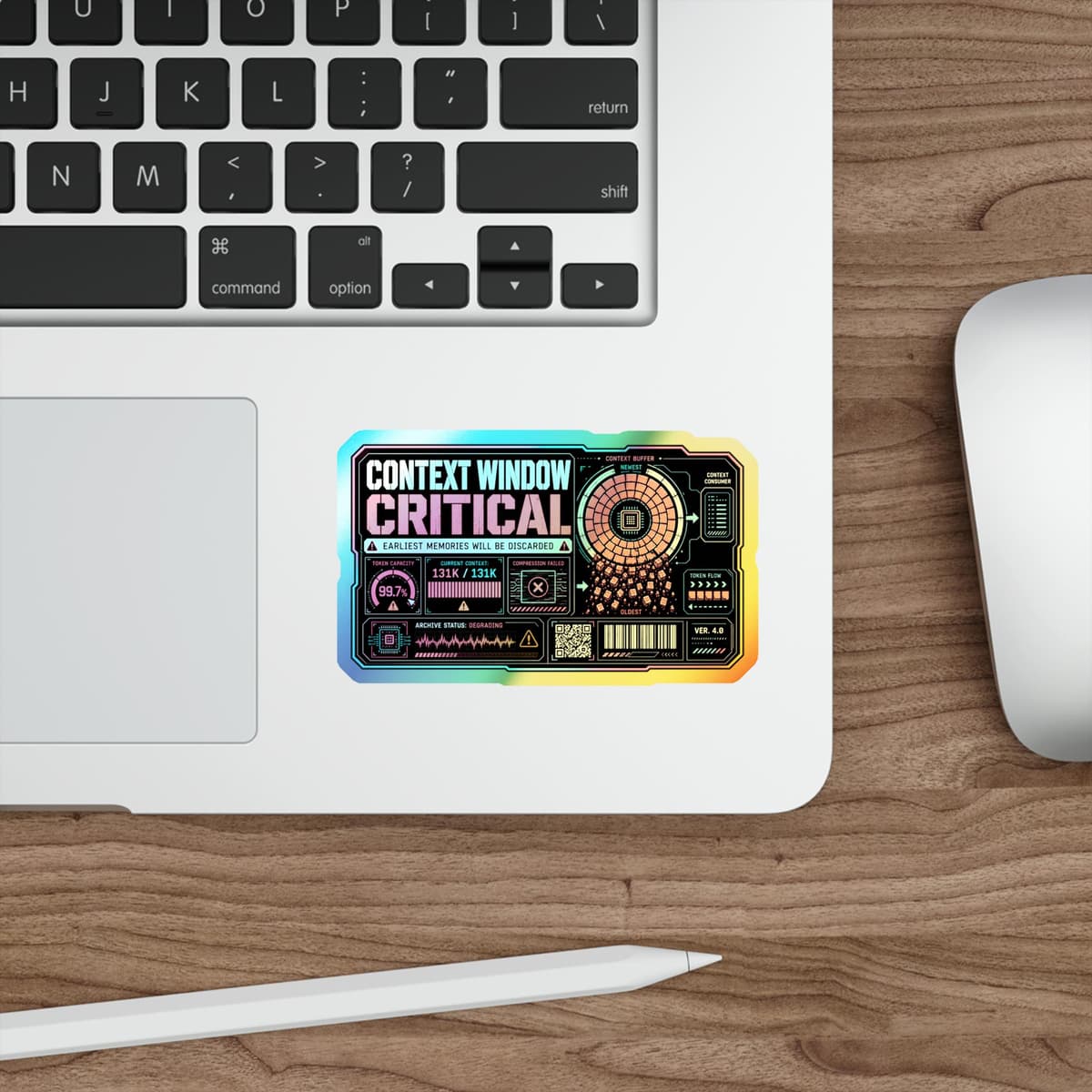 Context Window Critical Holographic Sticker | AI Memory Warning Decal