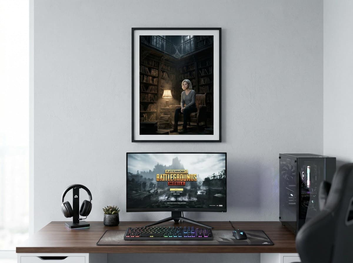 Survivor Girl Haunted Library Poster | Horror Game Art Wall Art (Matte Print)