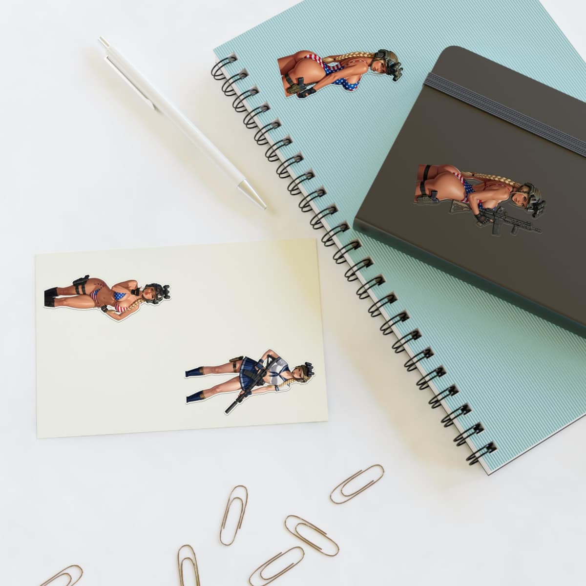 Valkyrie Patriot Holographic Sticker Sheet | Tactical Waifu Vinyl Decal Pack