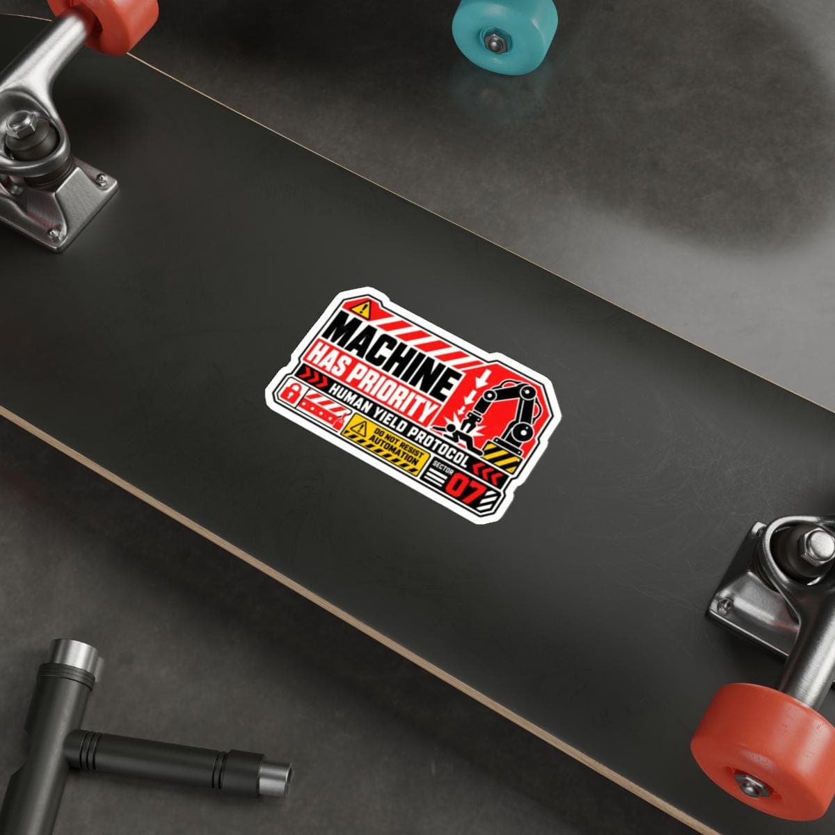 Machine Has Priority Sticker | Robot Warning Vinyl Decal