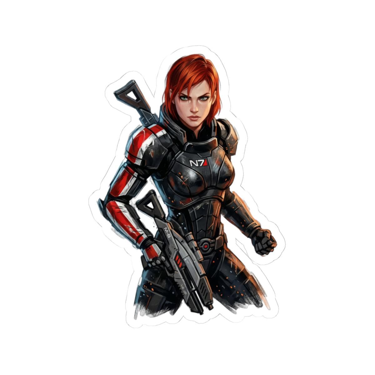 Commander Shepard FemShep N7 Character Sticker | Sci-Fi Vinyl Decal