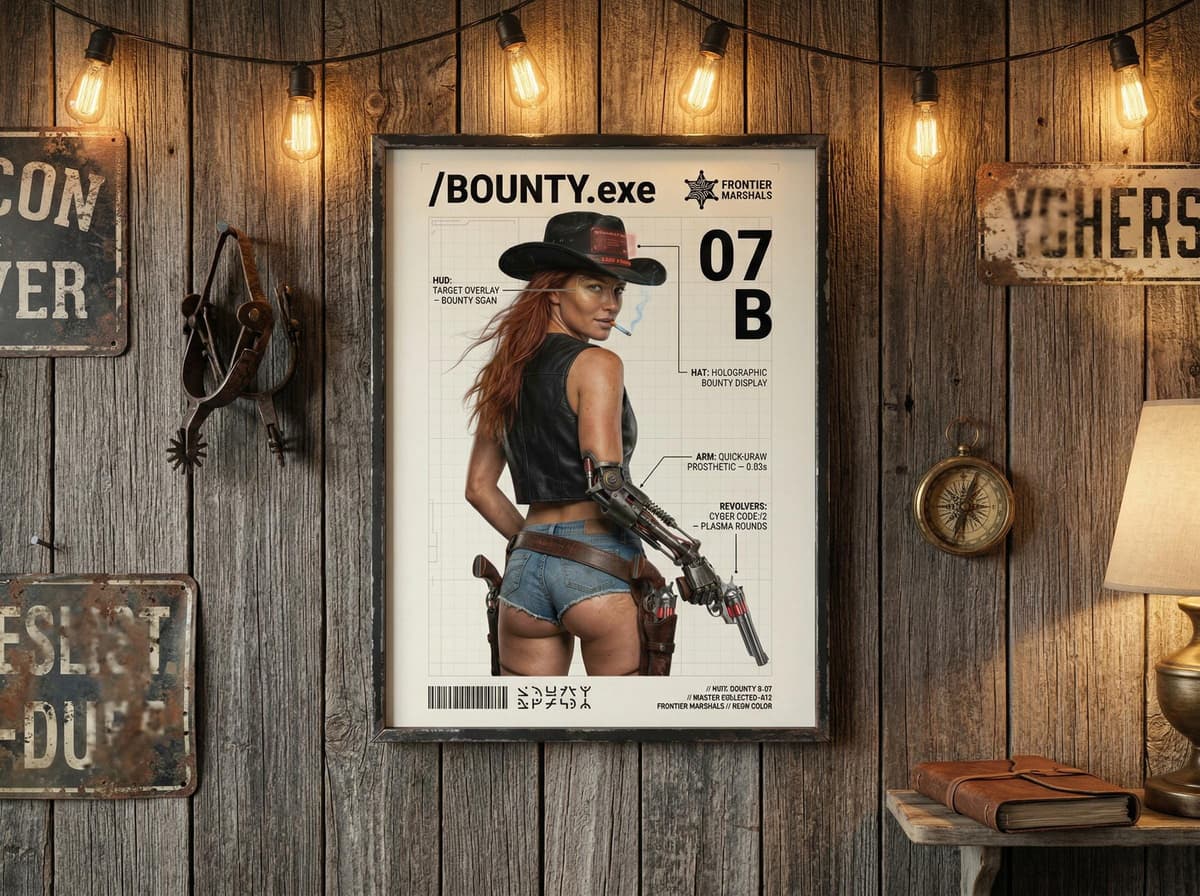 Bounty Operative Poster | Sci-Fi Western Tactical Dossier Wall Art (Matte Print)