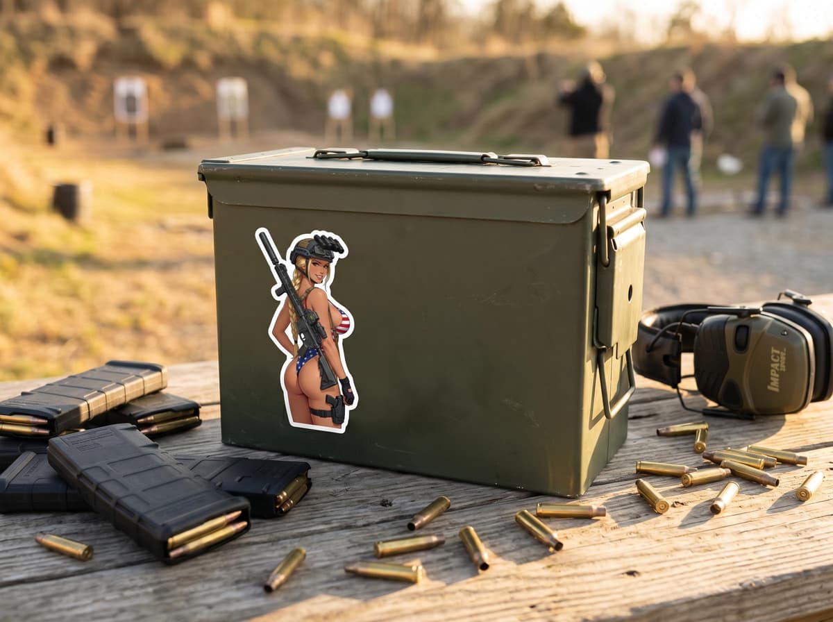 Valkyrie Rear View AR-15 Sticker | USA Bodysuit Tactical Waifu Vinyl Decal