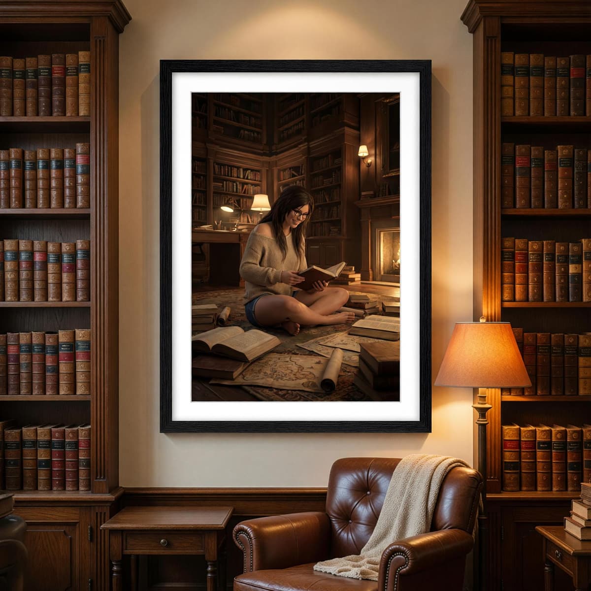 Explorer Bookworm Poster | Treasure Hunter Library Wall Art (Matte Print)
