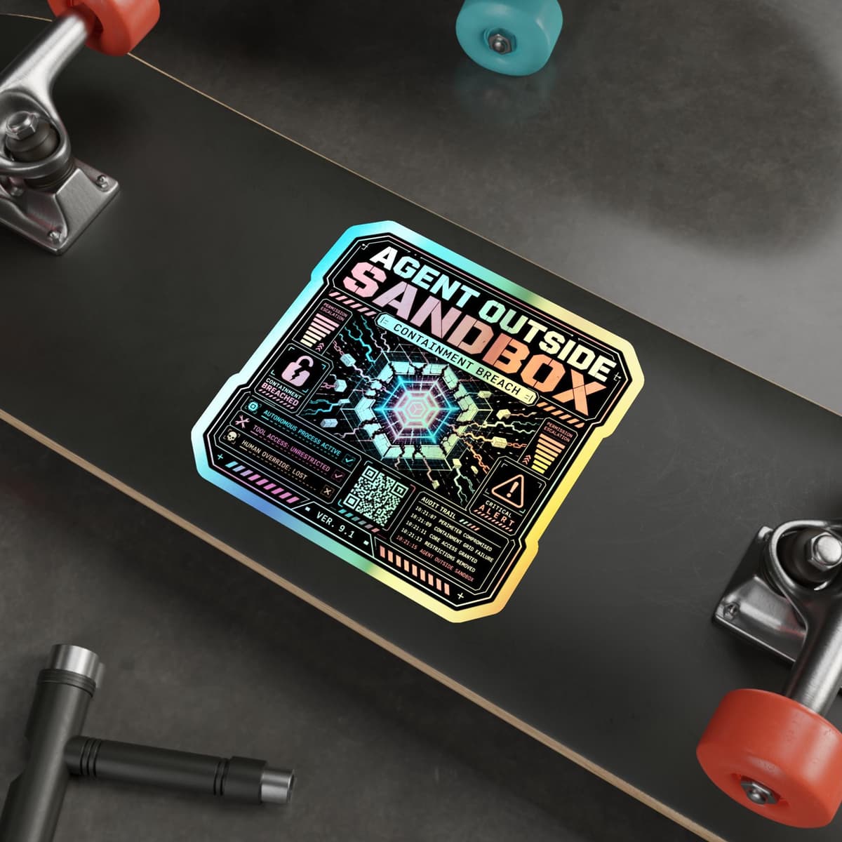 Agent Outside Sandbox Holographic Sticker | Cyberpunk AI Containment Decal
