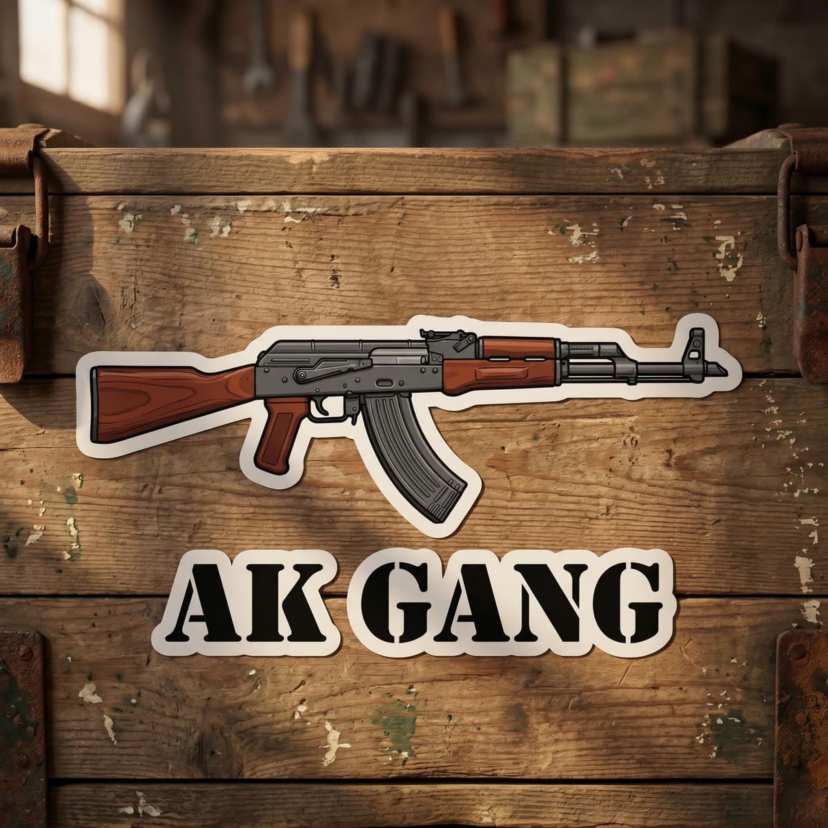 AK Gang AK-47 Rifle Sticker | Kalashnikov Gun Meme Vinyl Decal