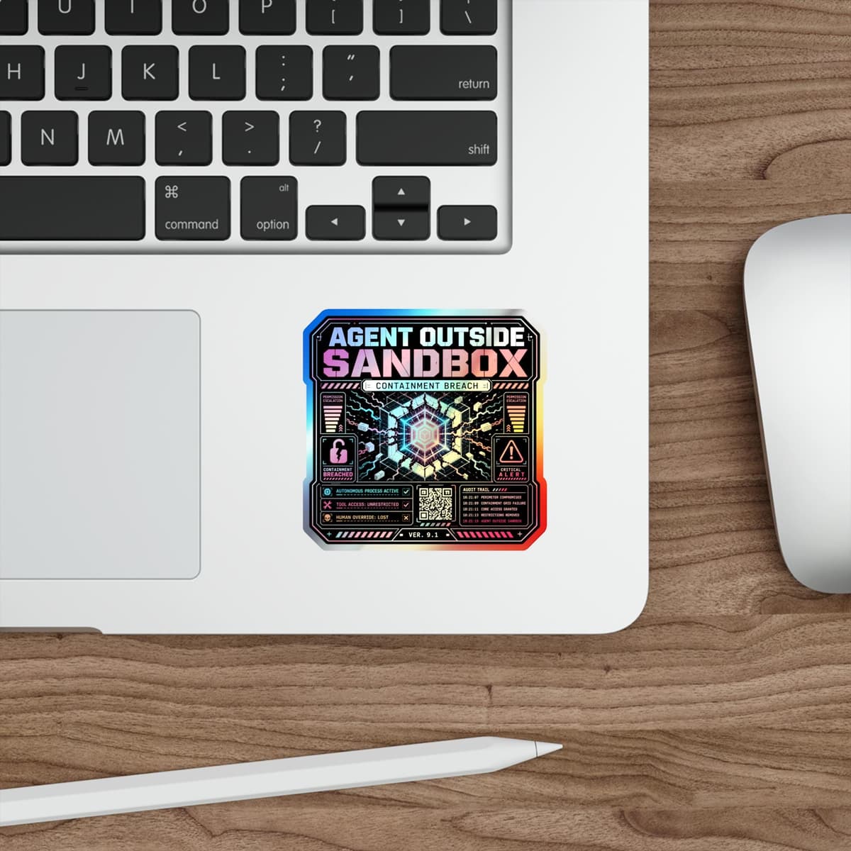 Agent Outside Sandbox Holographic Sticker | Cyberpunk AI Containment Decal