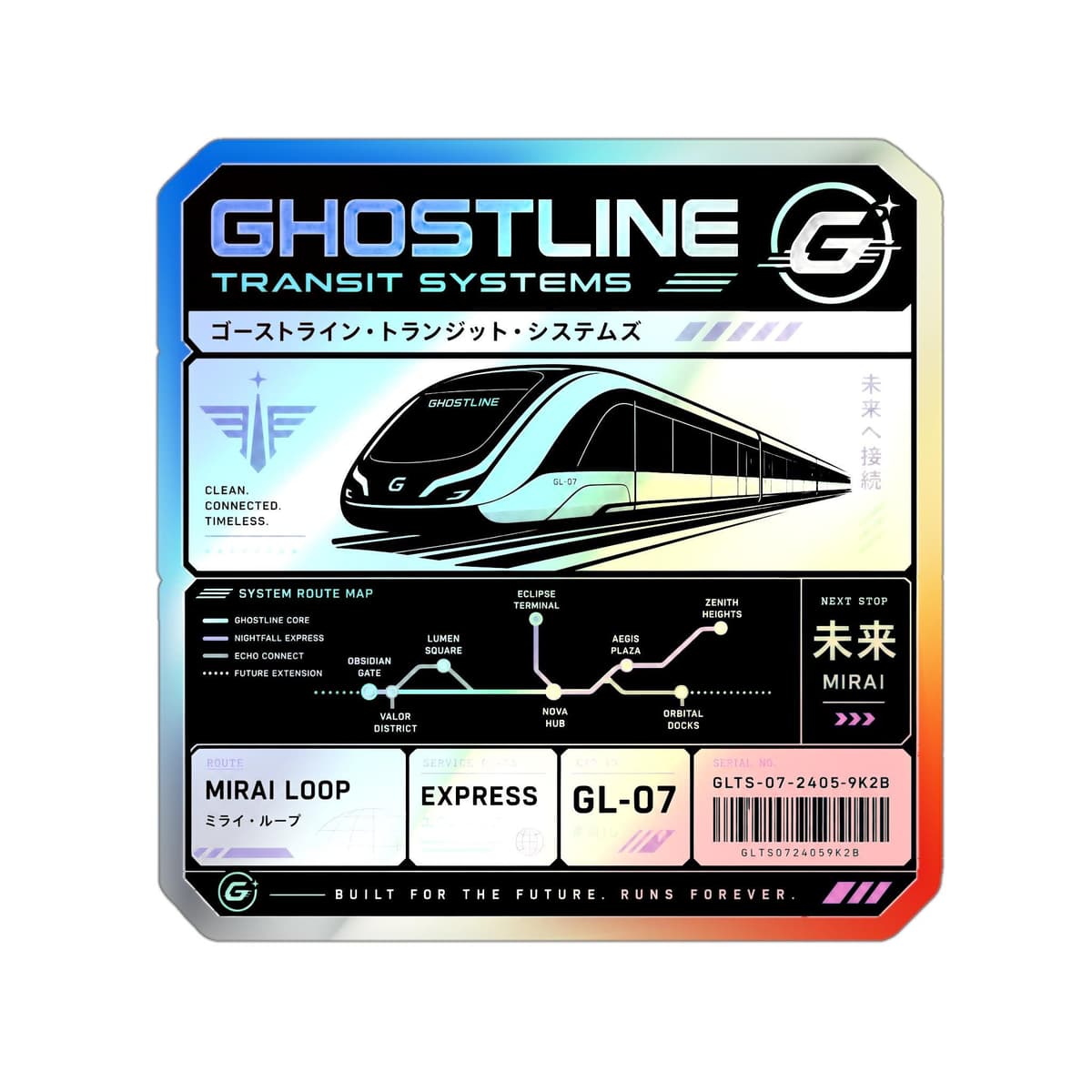Ghostline Transit Systems Holographic Sticker
