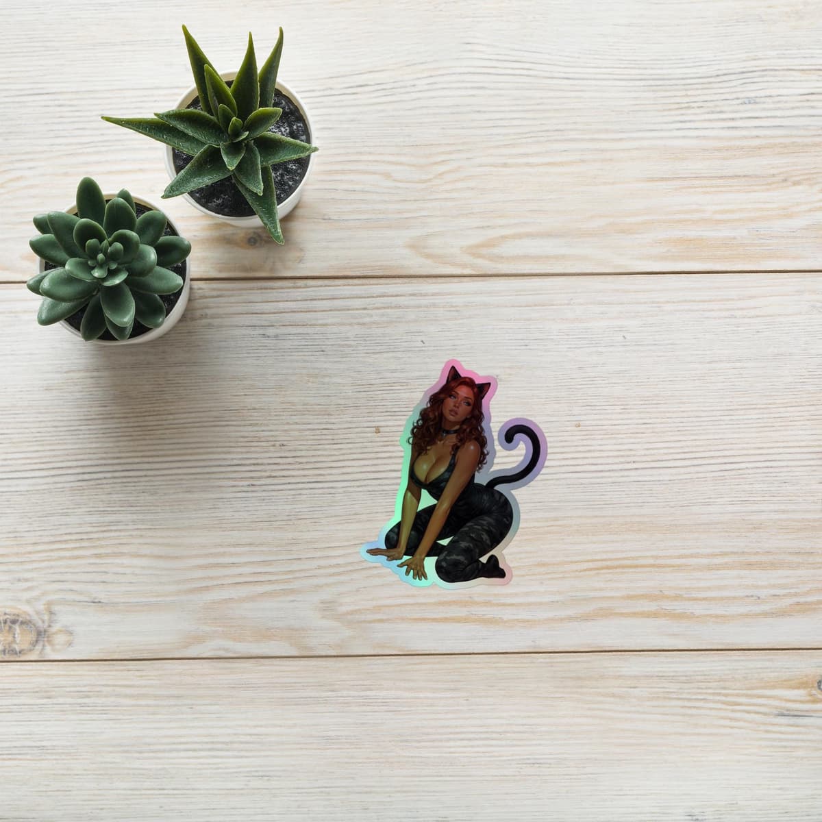 Autumn Catgirl Black Multicam Holographic stickers