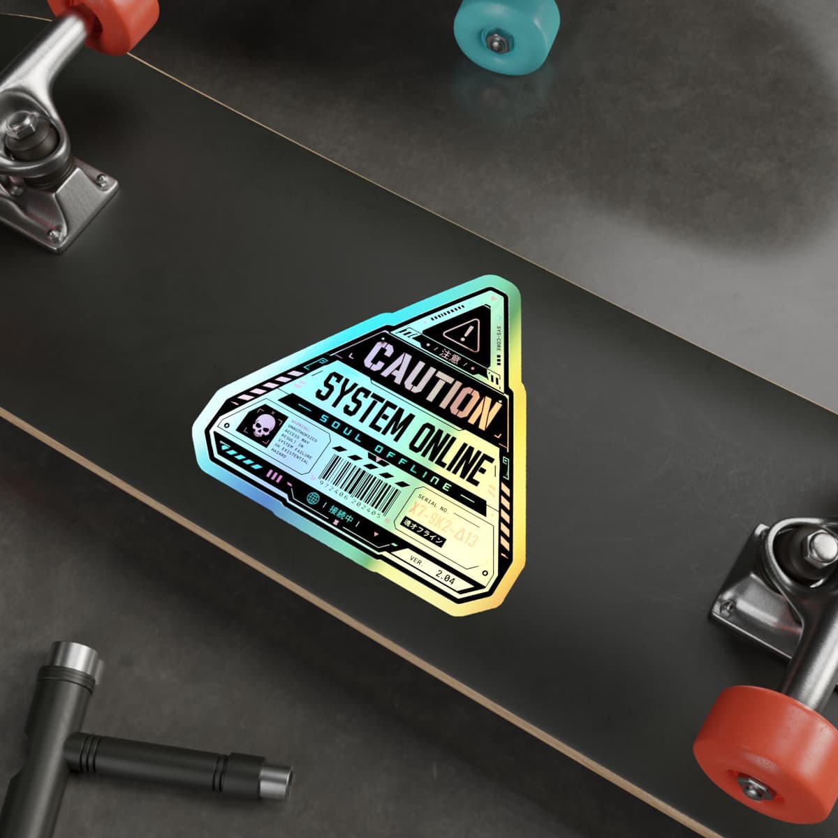 Caution System Online Triangle Holographic Sticker