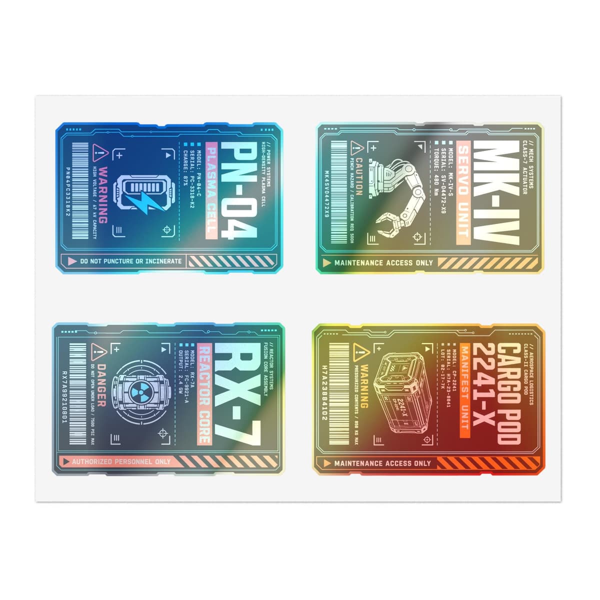 Sci-Fi Industrial Decal Sticker Pack | Equipment Tag Sheet