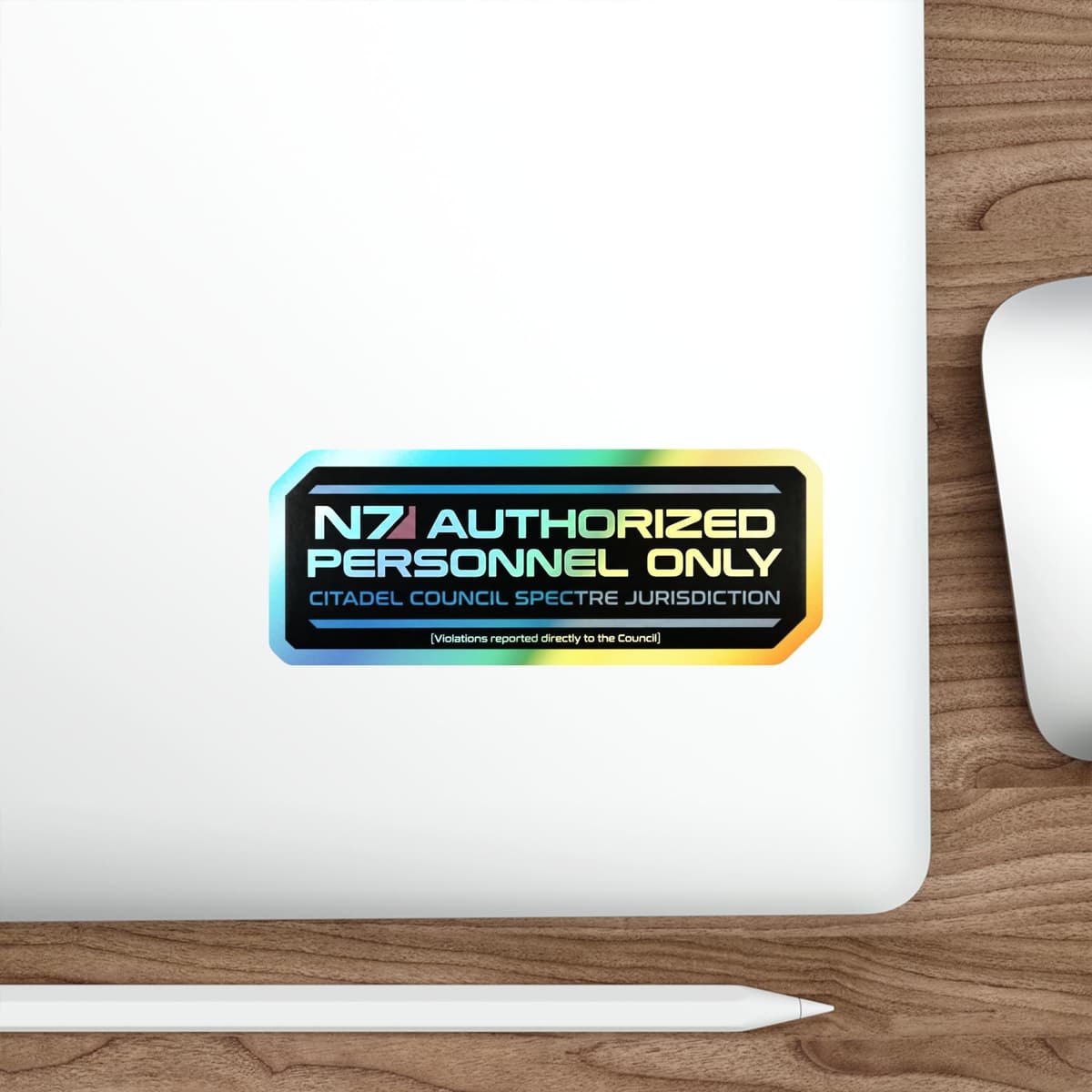 N7 Authorized Personnel Only Holographic Sticker | Spectre Warning Sign Decal
