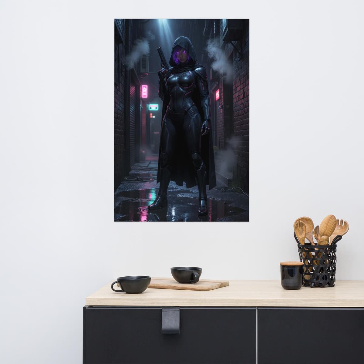 Cyberpunk Hooded Assassin Poster