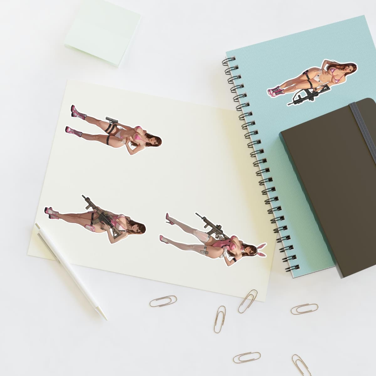 Bunny Pilot Holographic Sticker Sheet | Mech Gamer Girl Vinyl Decal Pack