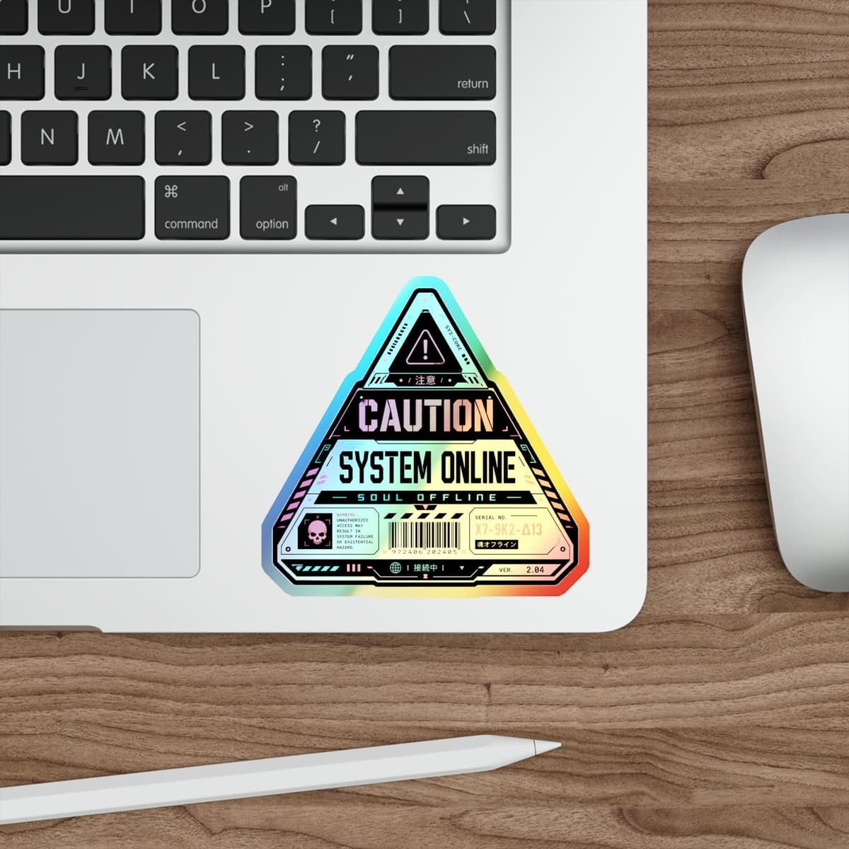 Caution System Online Triangle Holographic Sticker