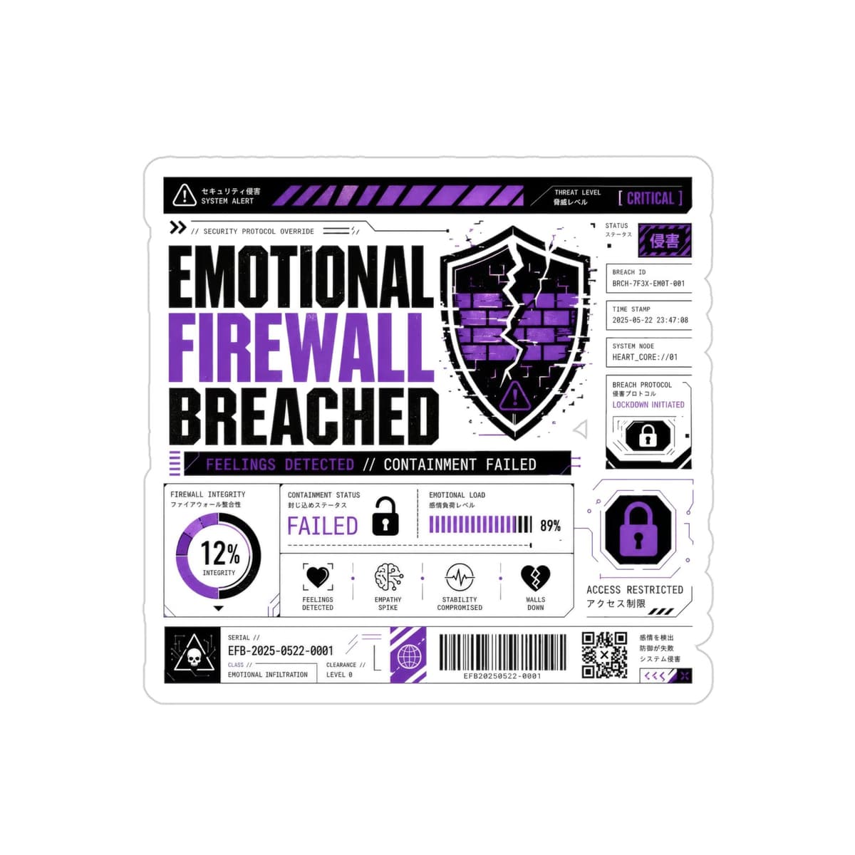 Emotional Firewall Breached Transparent Sticker