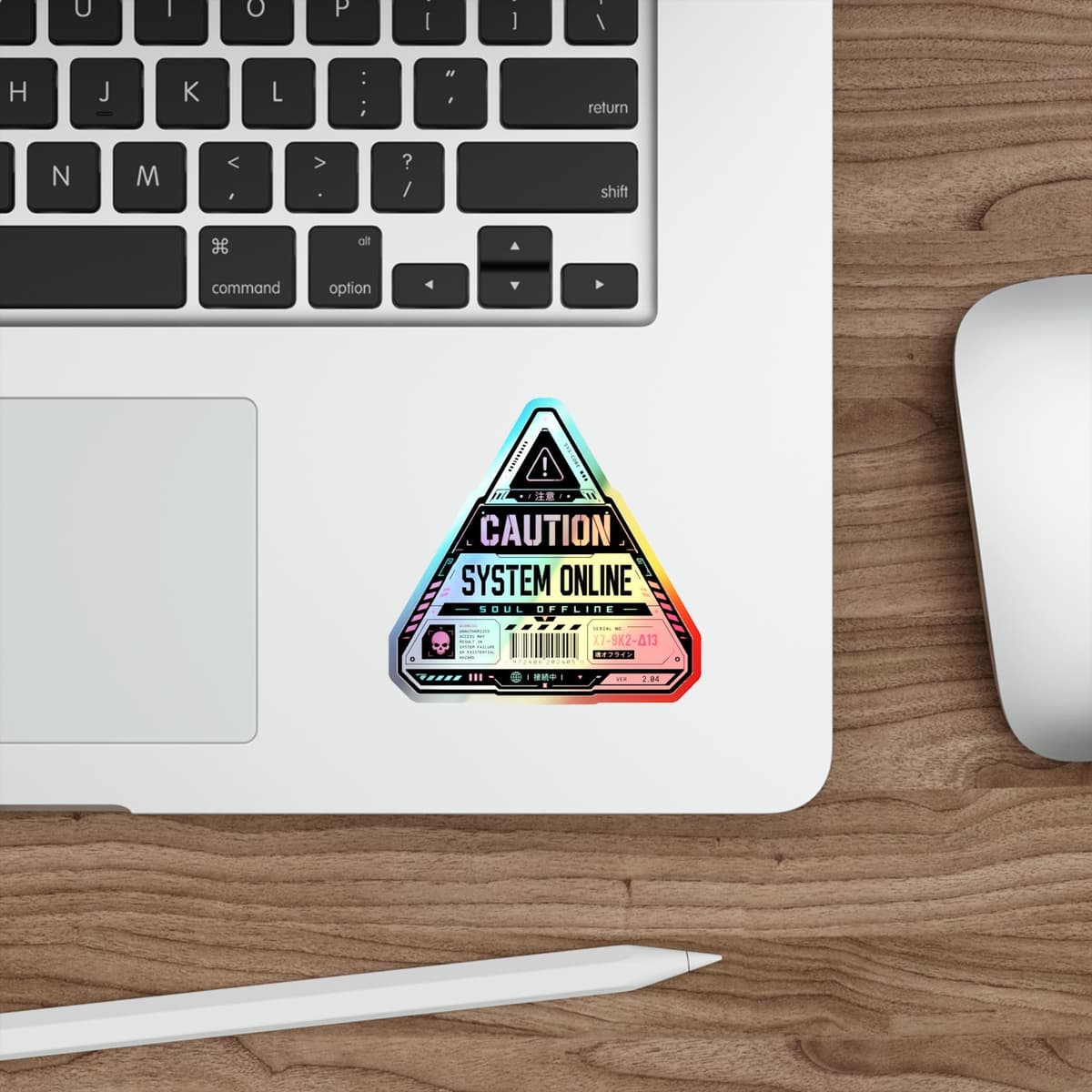 Caution System Online Triangle Holographic Sticker
