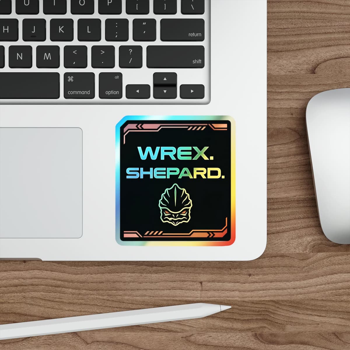 Wrex Shepard Holographic Sticker | Krogan Meme Holo Decal, Sci-Fi Gamer Art