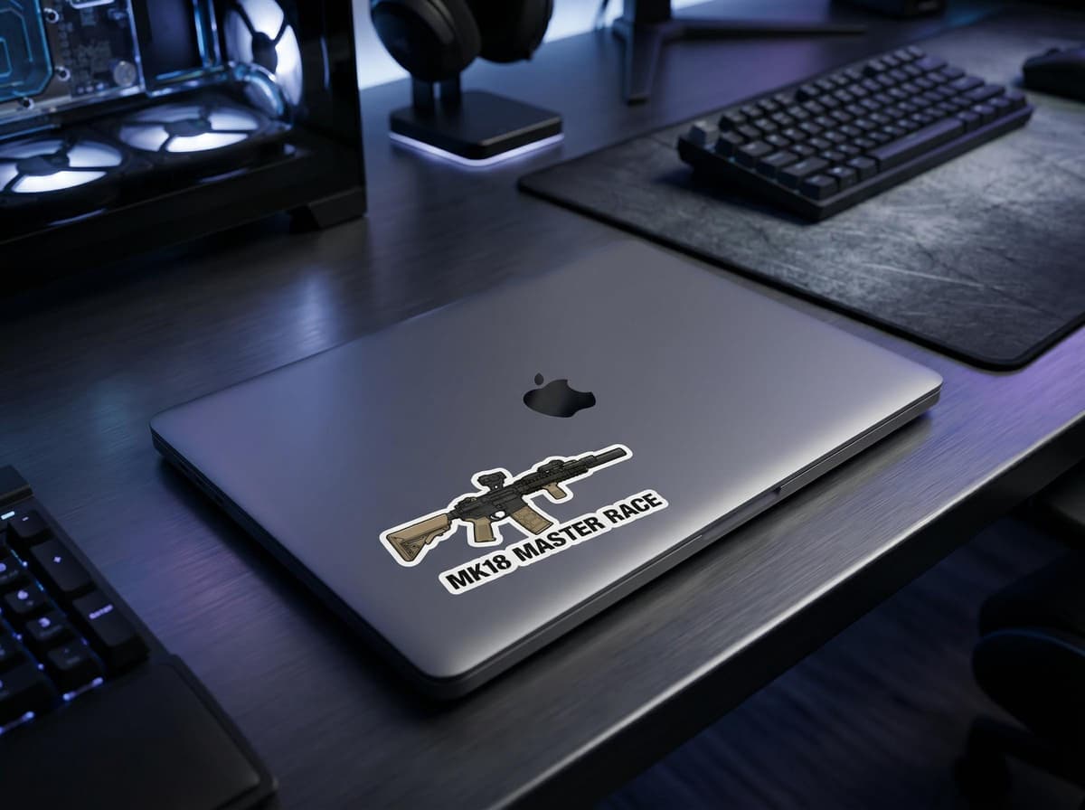 MK18 Master Race AR15 Gun Sticker | SBR Build Vinyl Decal for Laptop, Range Bag & Toolbox
