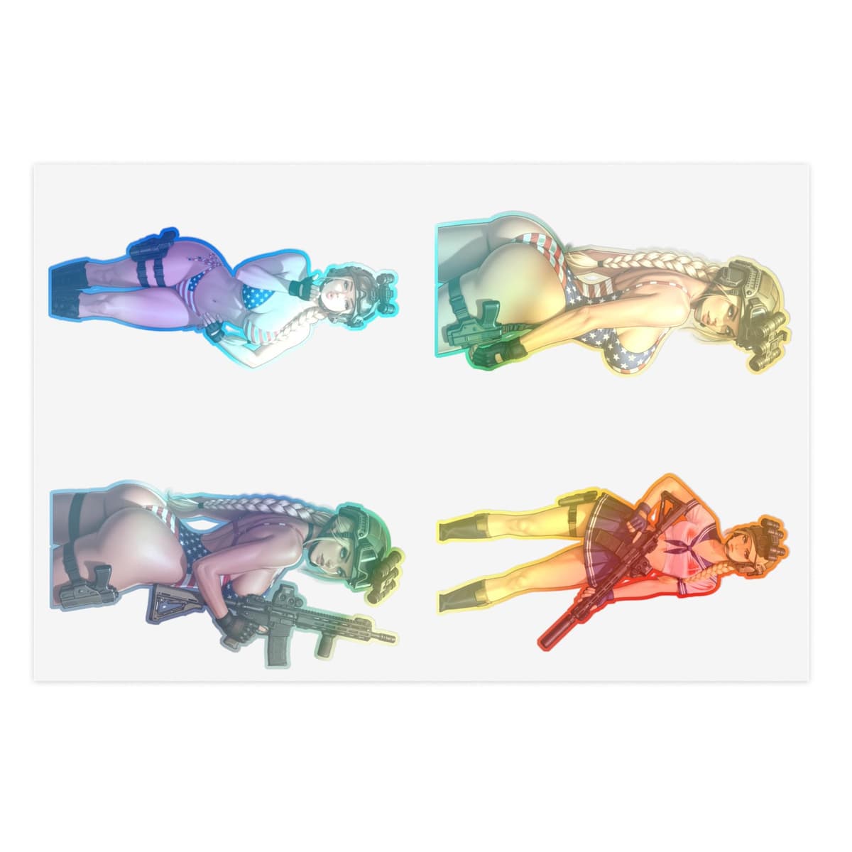 Valkyrie Patriot Holographic Sticker Sheet | Tactical Waifu Vinyl Decal Pack