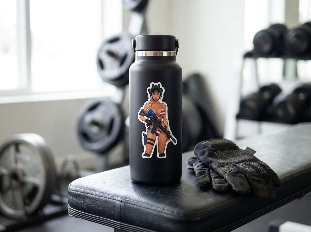 Valkyrie USA Bikini AR-15 Gun Sticker | Tactical Waifu Vinyl Decal