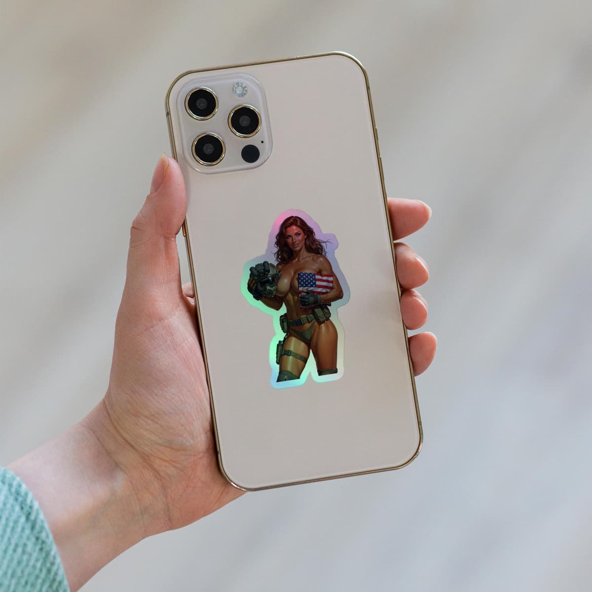 Tactical Girl Flag Holographic stickers