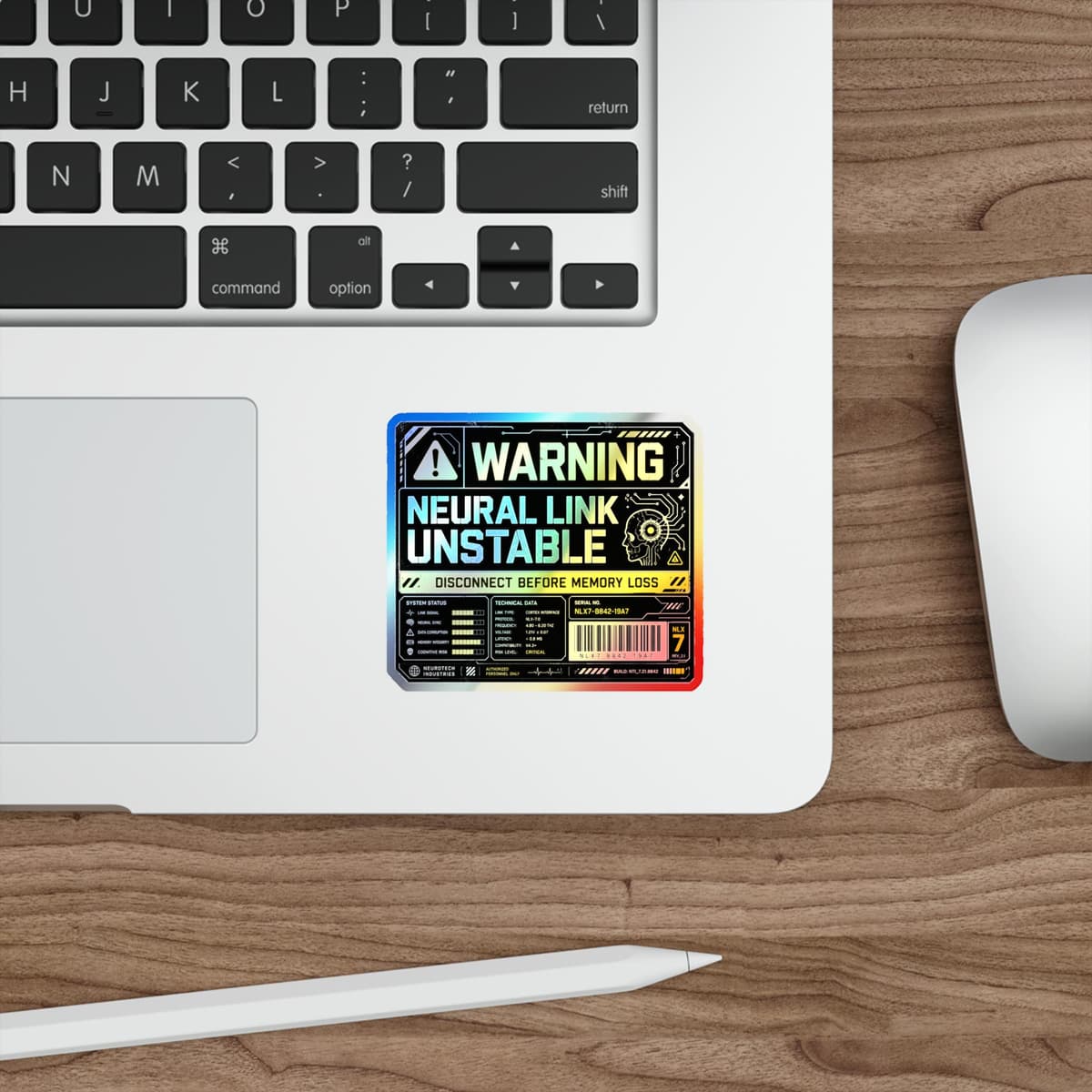 Neural Link Unstable Warning Holographic Sticker