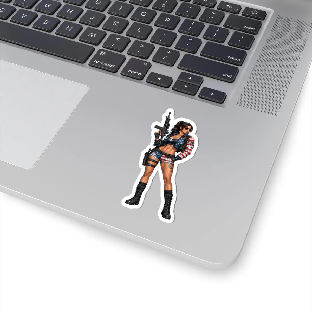American Flag Jacket Tactical Pin-Up Kiss-Cut Sticker | Patriotic Operator Vinyl Decal | Range Girl
