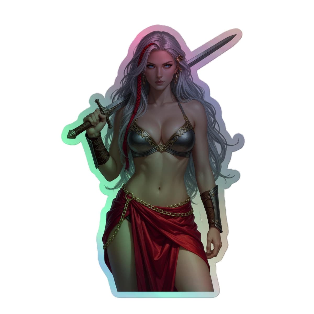 Elara Sword Waifu Sticker Holographic