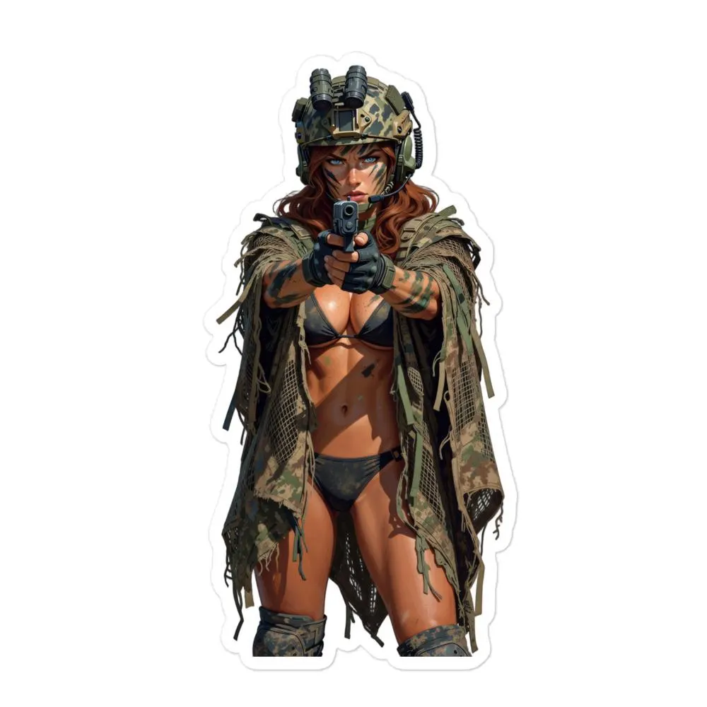 Mamba Ghillie Bikini Pin Up Kiss Cut Sticker