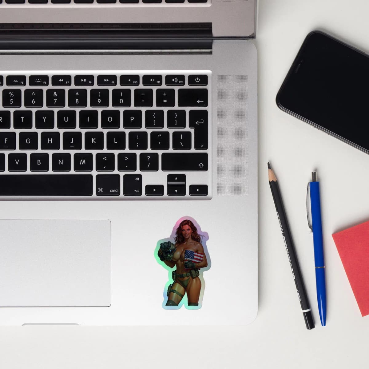 Tactical Girl Flag Holographic stickers