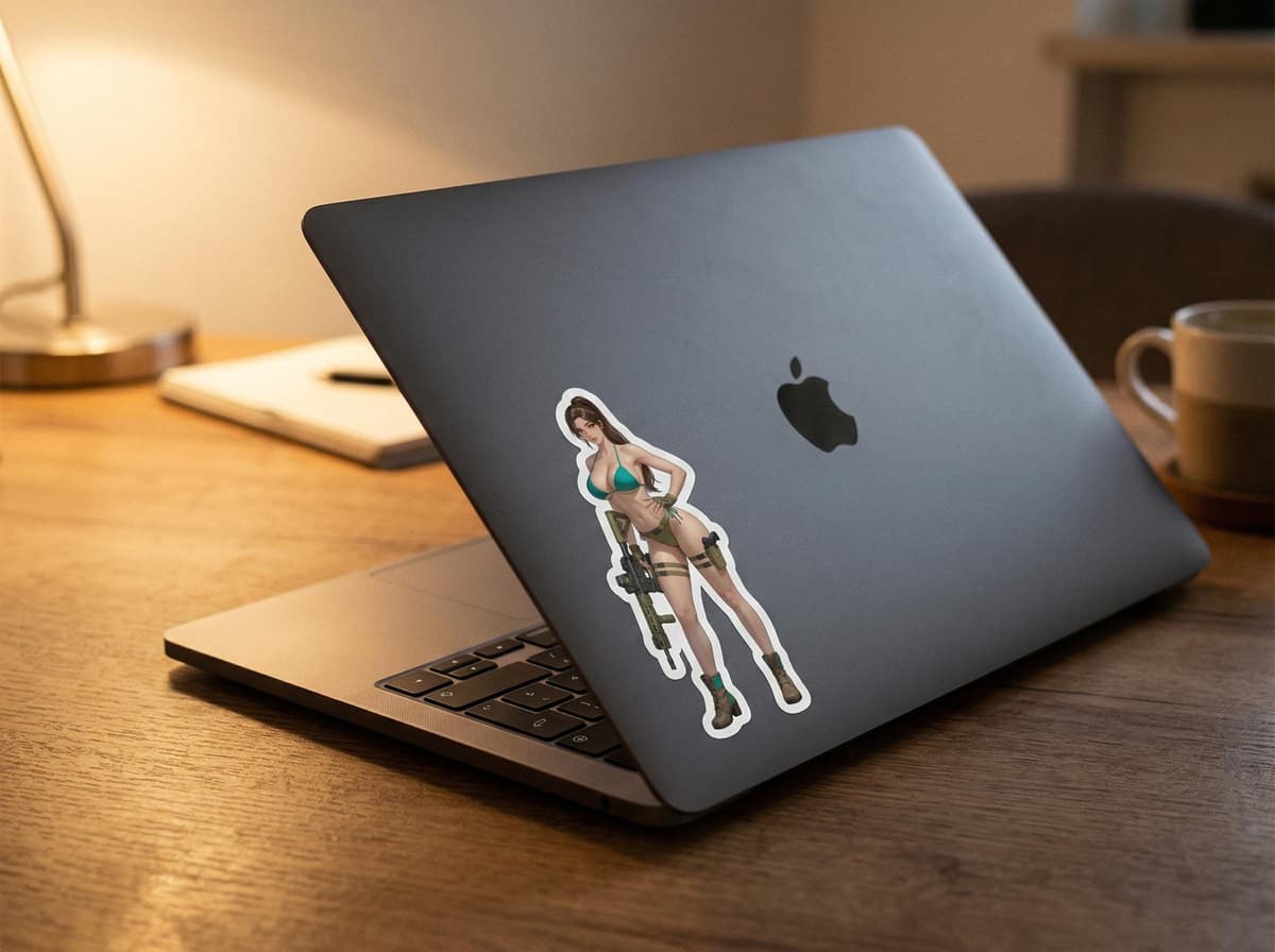 Treasure Hunter AR-15 Carbine Waifu Sticker | Adventure Girl Vinyl Decal (Kiss Cut)