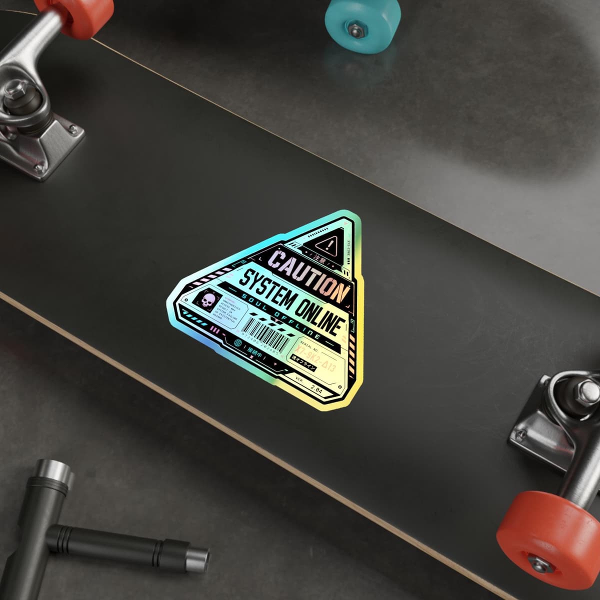 Caution System Online Triangle Holographic Sticker