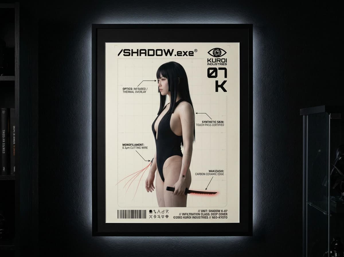 Shadow Operative Poster | Cyberpunk Assassin Tactical Dossier Wall Art (Matte Print)